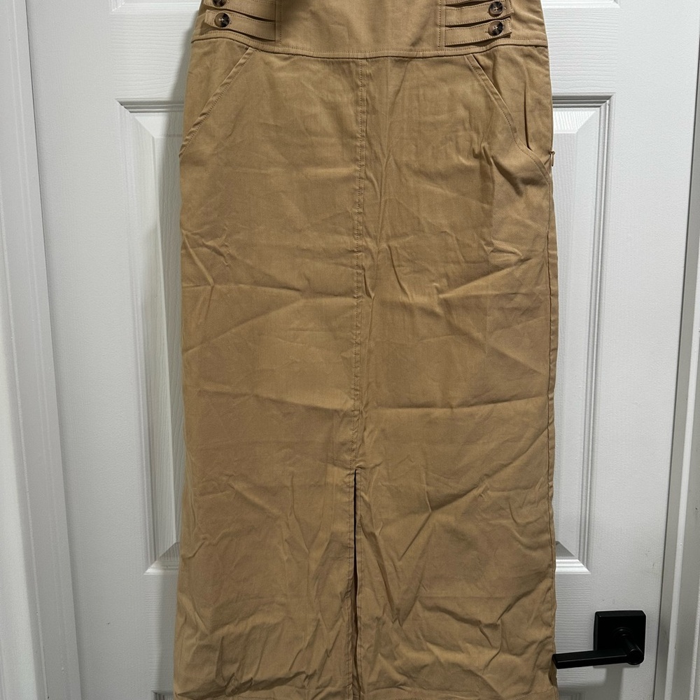 Anthropologie Stretch Linen Cotton Maxi Pencil Skirt